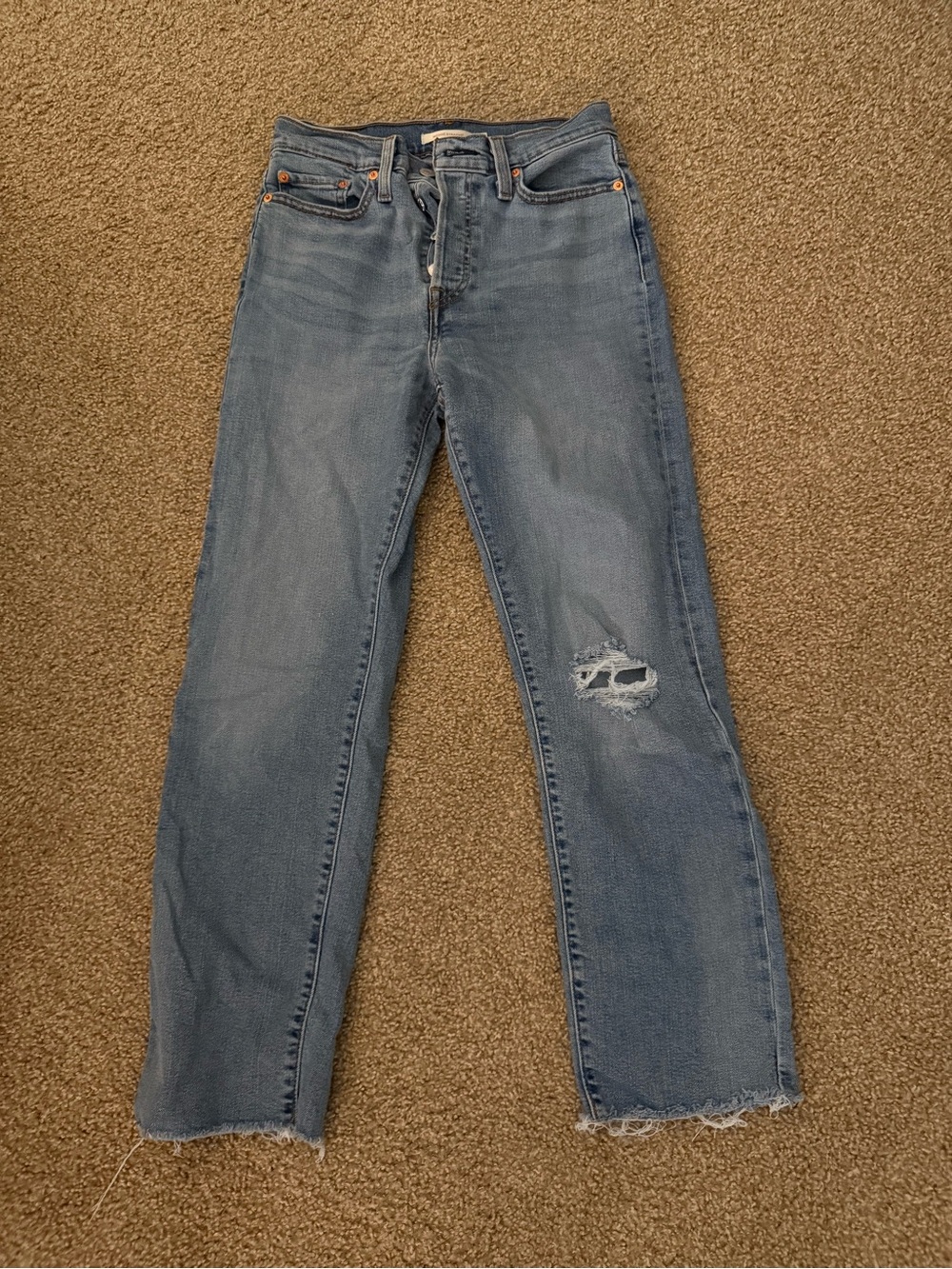 Levi's Light Blue Distressed Straight Leg Jeans